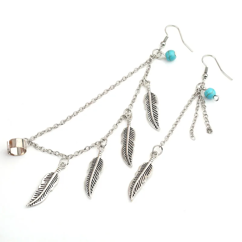 

EDS Leaf Earrings Earrings Metal Vintage Tassel Ear Cuff Fashion Drop Earrings For Women Bohemia Long Earings