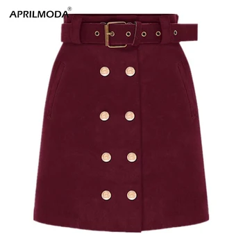 

Slim Fit Suede Mini Skirts Basic Tube Bodycon Wrap Double Breasted Pencil Skirts Ladies High Waist Women Casual Skirt With Belt
