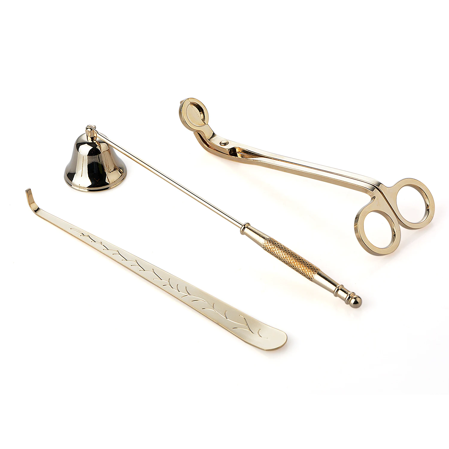 3pcs/set Gold Candle Wick Snuffer Tool Hook Cutter Clipper Stainless Steel Luxury Candle Trimmer Oil Lamp Trim Scissor Kit