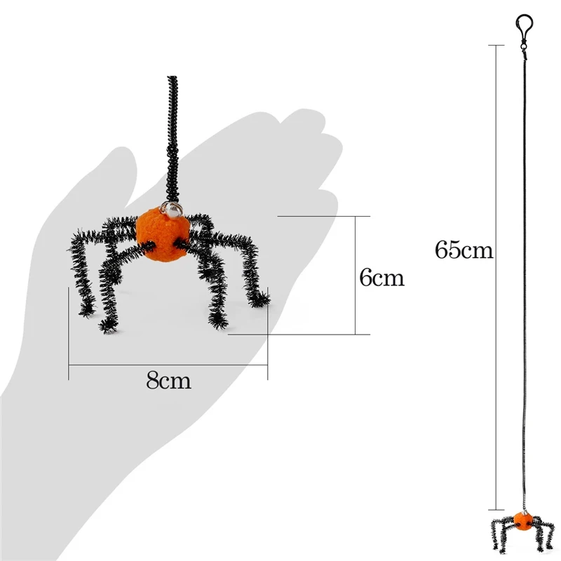 10 Halloween Spider Cat Toys Plastic Kitten Interactive Stick Funny Cat Fishing Rod Game Wand Funny Stick Toy Pet Supplies