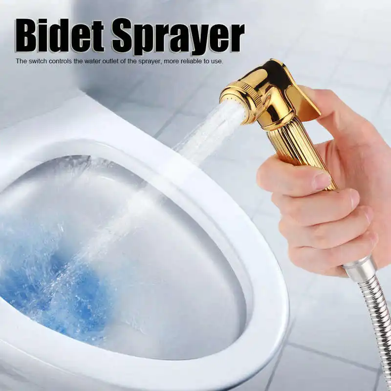 G1/2in Thread Toilet Bidet Copper Handheld Toilet Sprayer With Hose
