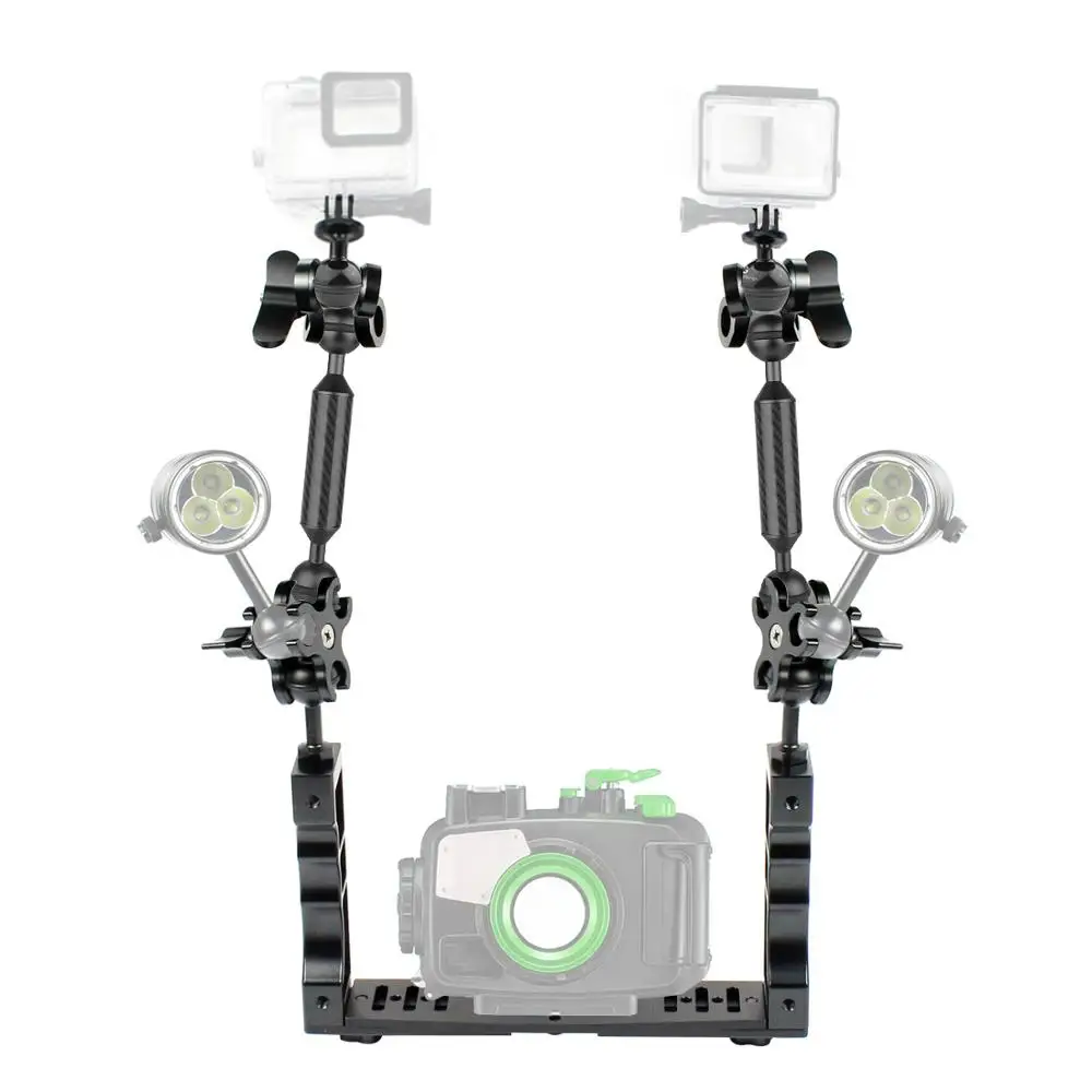 

Dual Handle Aluminium Tray Stabilizer & 4 xDual Ball diving Clamp & 2 x7 inch Underwater Floating Arm&2 xBall Head Adapter