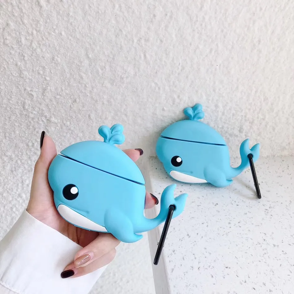 

Cartoon Cover for Airpods 2 Case Silicone Cute Whale Earphone Case for Airpods 2 Headphone Case 3D Earbuds Accessories Key Chain