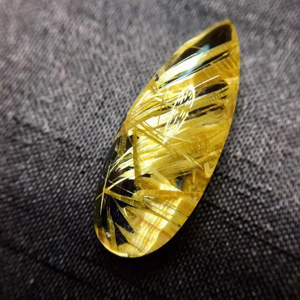 

Natural Gold Rutilated Quartz Crystal Pendant Safe Lock Love Gift 27x11x9mm Water Drop Gemstone Fashion Pendant Jewelry AAAAA