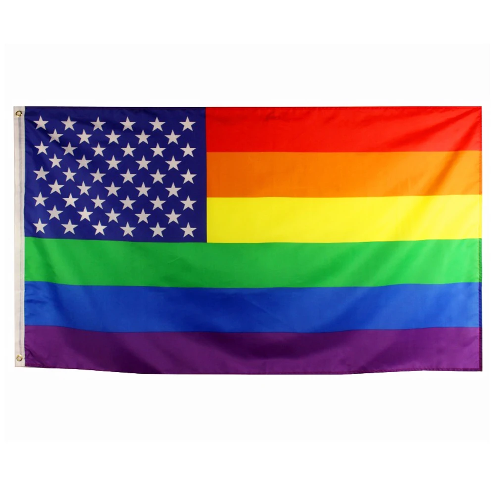 

Gay Pride Flag Asexuality LGBT American Rainbow 150X90CM 3x5 FT 100D Polyester Digital Printing With Two Grommets High Quality