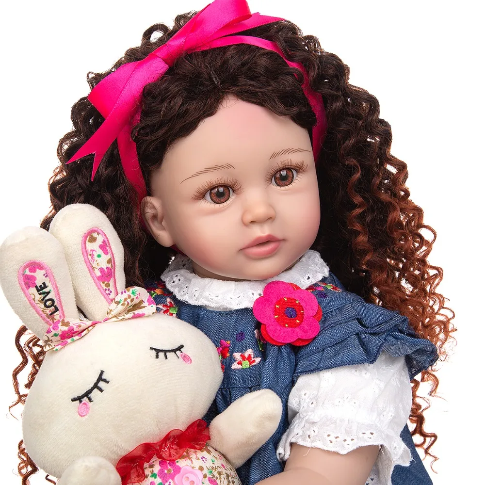 Bebê Boneca Reborn Menina Em Tecido Realista Original 60cm