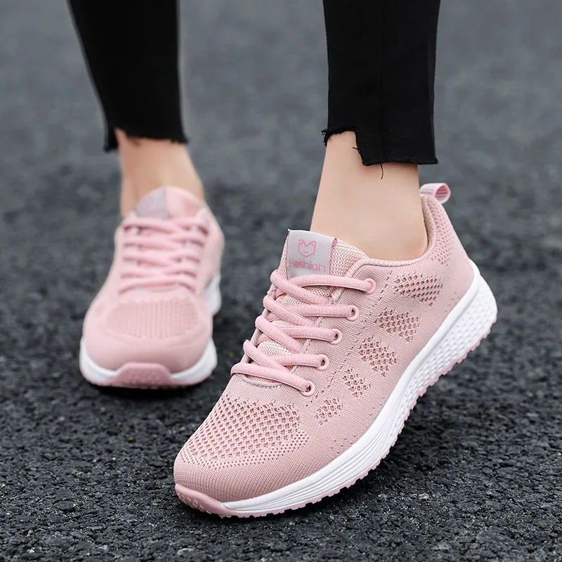 Female Sneakers Mesh Women Shoes Breathable Walking Fashion Flats Lace-Up Woman Mujer