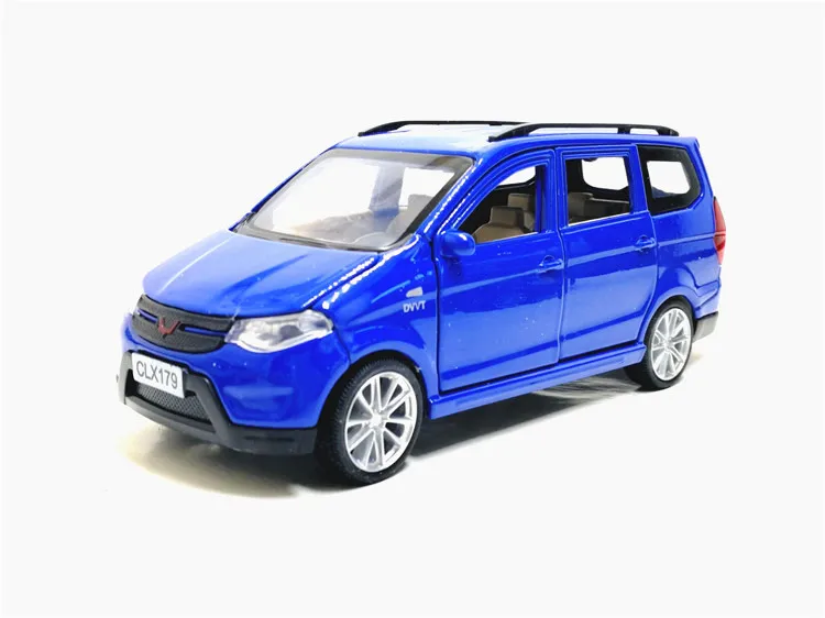 1:32 в коробке Wuling Hongguang коммерческий автомобиль 6 Открытый MPV детская игрушка звук и светильник Полицейская машина модель автомобиля из сплава