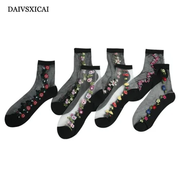 

5Pairs/lot=10Pieces Summer Non-Slip Crystal Socks Fashion Female Transparent Long Tube Glass Silk Socks Ladies