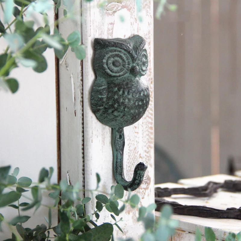 

owl cast iron handcrafted decorative vintage retro wall hook