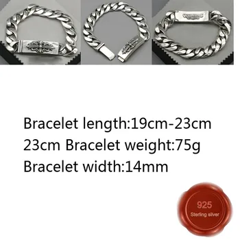 

B73 S925 sterling silver bracelet personality retro fashion punk hip-hop style cross flower alphabet hip-hop jewelry