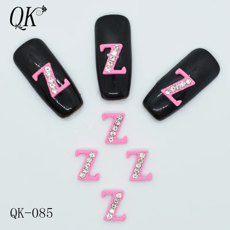 100PCs-Z 100 шт A-Z, английские буквы, Кристальные украшения для ногтей, сплав, 3D Стразы для ногтей, алмазные буквы, стиль DIY, украшения для маникюра - Цвет: 100PCs-Z