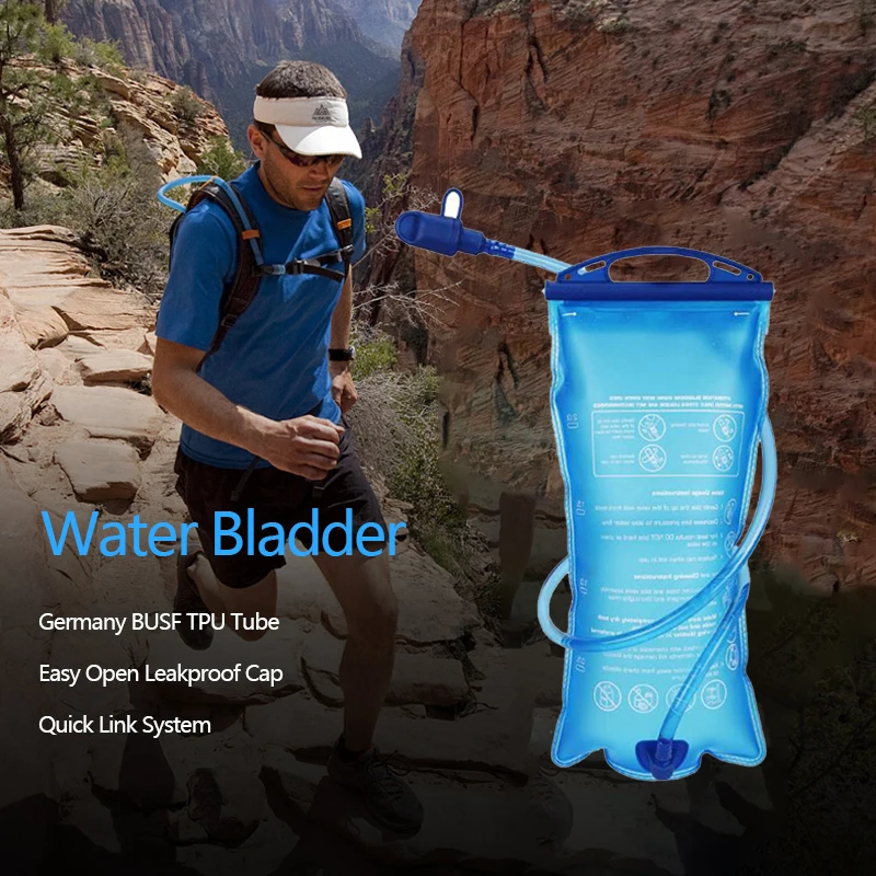2L Portable TPU Water Bladder Hydration Bag For Camping Hiking Climbing 