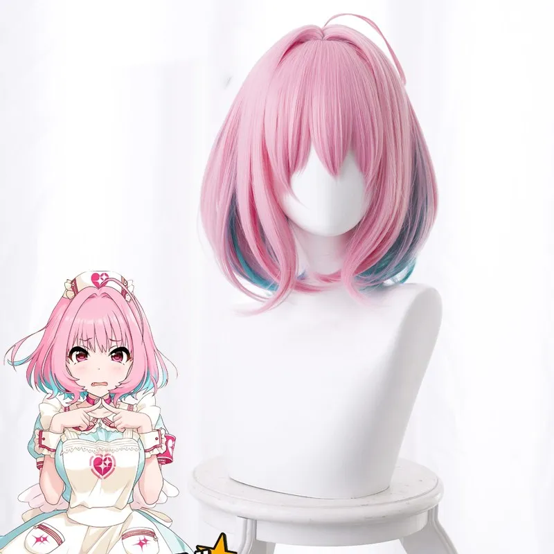 Idolmaster/карнавальные парики Золушки для девочек, Yumemi Riamu, 35 см, короткий парик в стиле Бобо, термостойкие синтетические волосы+ парик, шапка
