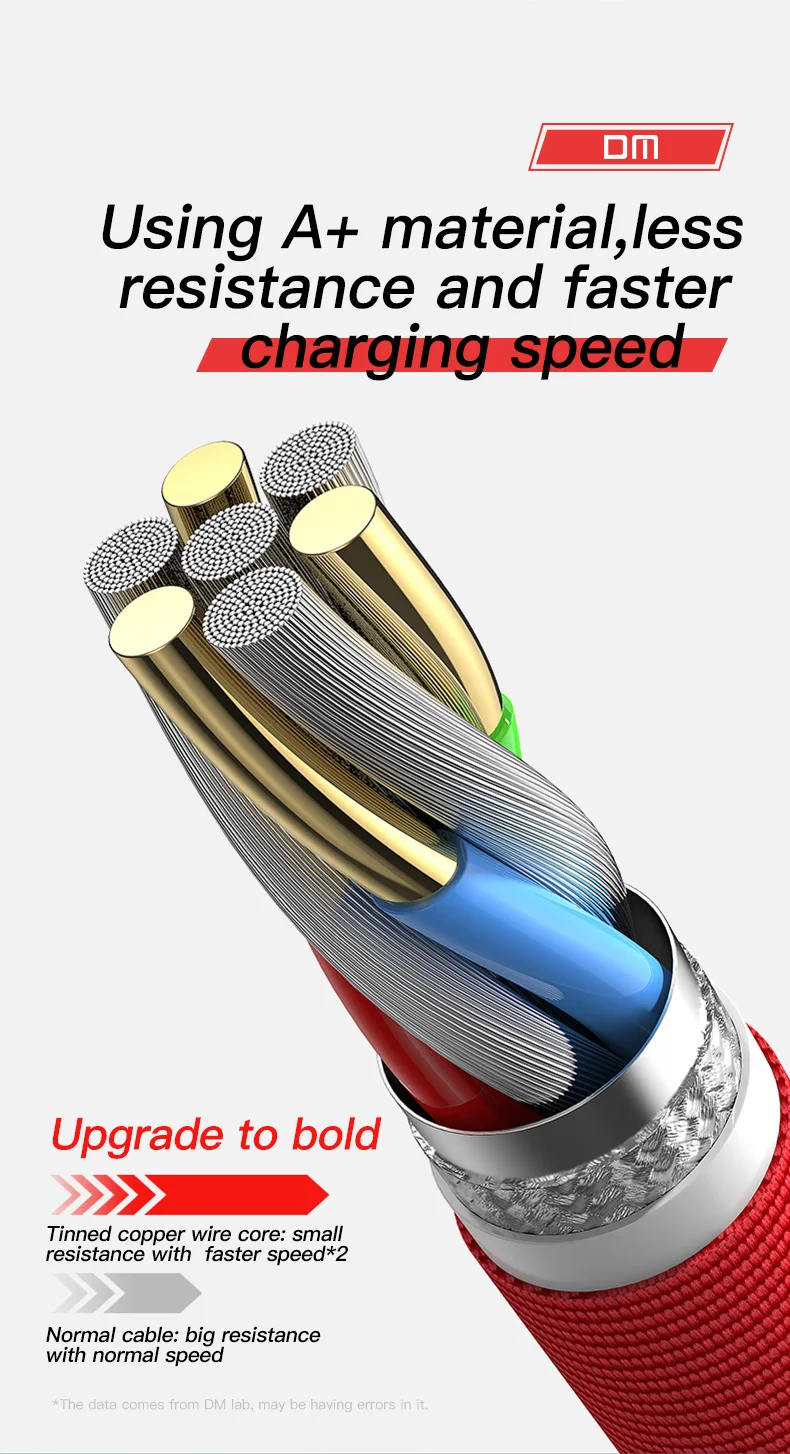 DM 1,2 M двойной изгиб дизайн USB кабель для iPhone xs max xr для мобильных пользователей игр