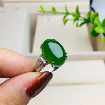 

Real Certified 925 Sterling Silver Natural Hetian Green Jasper Adjustable High Quality Best Gifts For Women Charm Jewelry Weddin