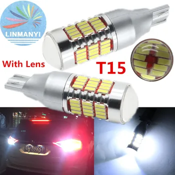 

NEW 2PCS High Power T15 30W Car Auto LED Backup Reverse Lights T15 921 912 W16W 60 SMD 4014 Canbus Error Free Reverse Lamps lens