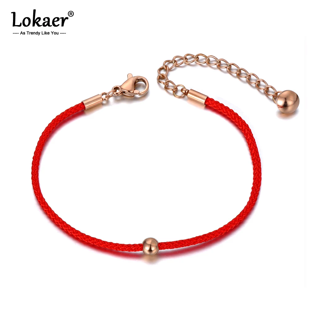 Lokaer Этнические браслеты из нержавеющей стали в китайском стиле с Красной