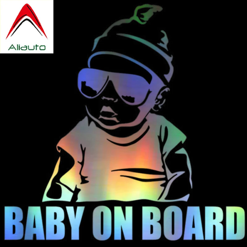 Aliauto Cartoon Lovely Car Sticker Baby on Board Auto Decoration Funny Reflective Laser 3D Vinyl Decal Waterproof 15cm*8cm | Автомобили и