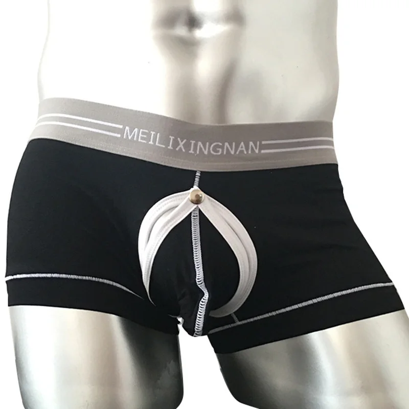Мужские хлопковые трусы-боксеры с отверстием для пениса трусы выпуклостью |