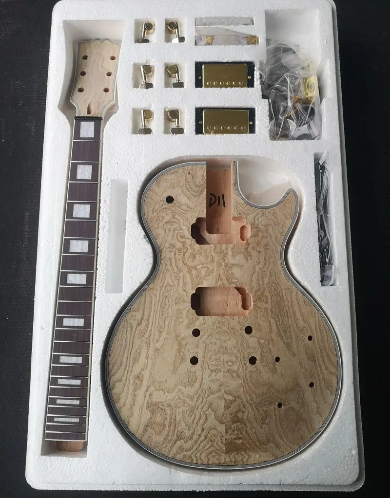 CLDJT-D11 LP стиль электрогитара DIY Kit Африканский красное дерево Oguman интегрированный шеи - Цвет: CLDJT-D11