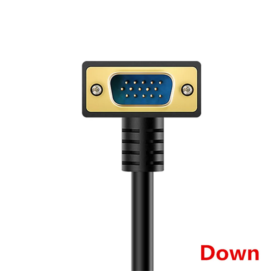 Down 90 Degree Down UP Right Angled VGA 3+9 RGB 15Pin Male to Male Projectors Monitors Cable Adapter 1.5m 3m 5m 10m 15m 20m - Цвет: Down