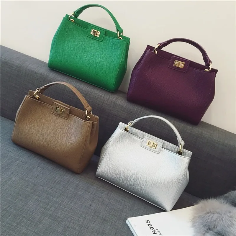 Bags for Women 2021 New Women's Bag Lychee Pattern Classic Kitten Bag Golden Lock Shoulder Messenger Ladies Bag