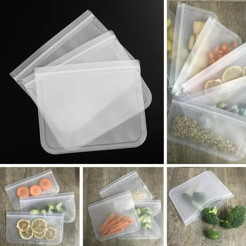 

1pcs Reusable Zip Lock Top Leakproof Containers Kitchen Food Storage Bag Freezer Food Bags Kitchen Storage