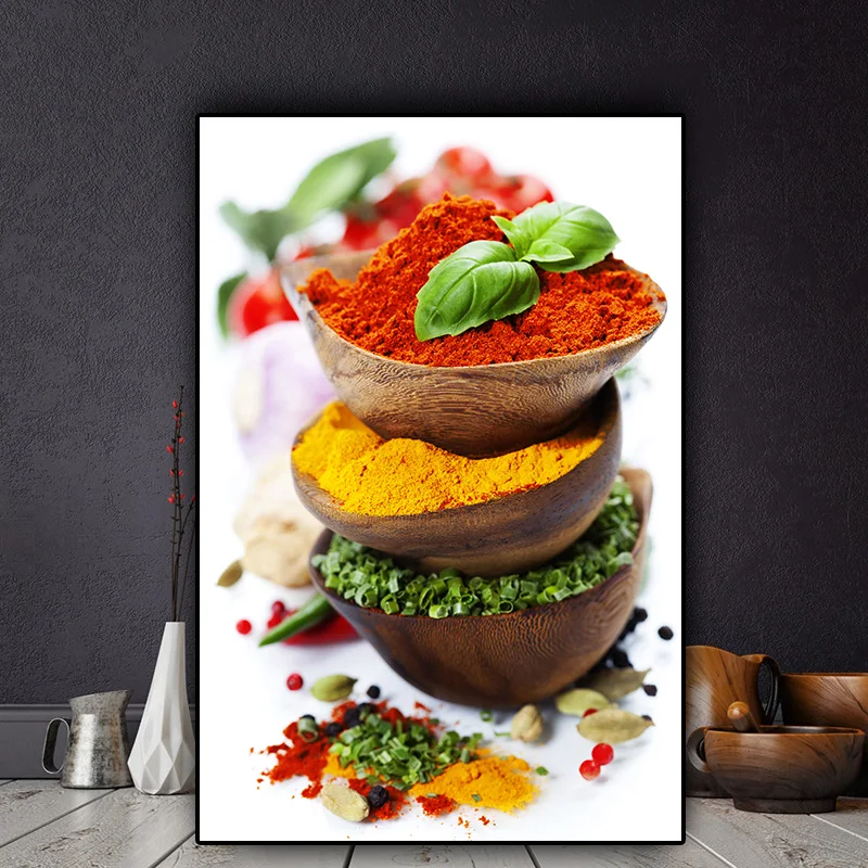 

Grains Spices Peppers Green Plant Canvas Painting Cuadros Posters and Prints Kitchen Wall Art Food Picture Living Room Decor