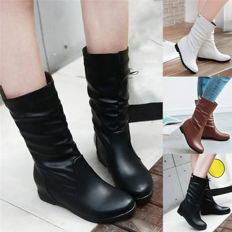 Bota Feminina Couro/большие размеры; кожаные короткие ботильоны; botas Para Mujer; Новое поступление; зимние Нескользящие непромокаемые сапоги на низком каблуке для женщин; 7#4