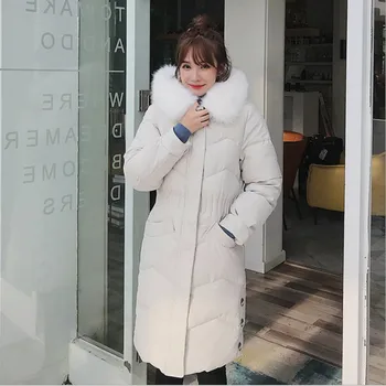 

2019 Top quality fur collar women long winter coat female warm jacket down cotton outerwear parkas casaco feminino inverno