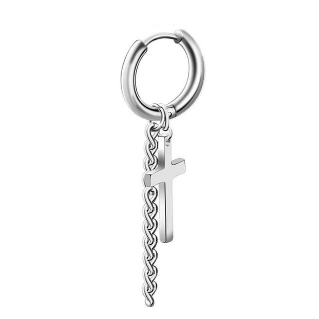 Piece Punk Gothic Stainless Steel Stud Cross Round Piercing Drop Earrings Fashion Women Men Ear Clip Rock Jewelry