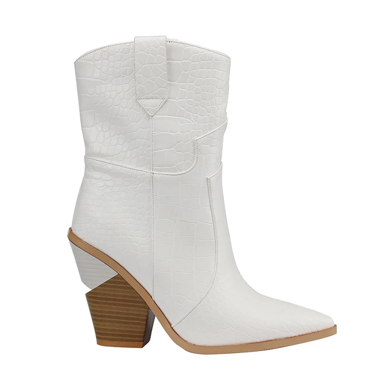 GCYFWJ/брендовая весенне-зимняя популярная женская обувь на высоком каблуке, большие размеры 46 короткие ботинки в стиле ретро Женская обувь без застежки новые ботинки в западном стиле