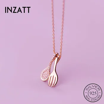 

INZATT Real 925 Sterling Silver tool Zircon Choker Necklace For Fashion Women party Fine Jewelry cute Accessories gift