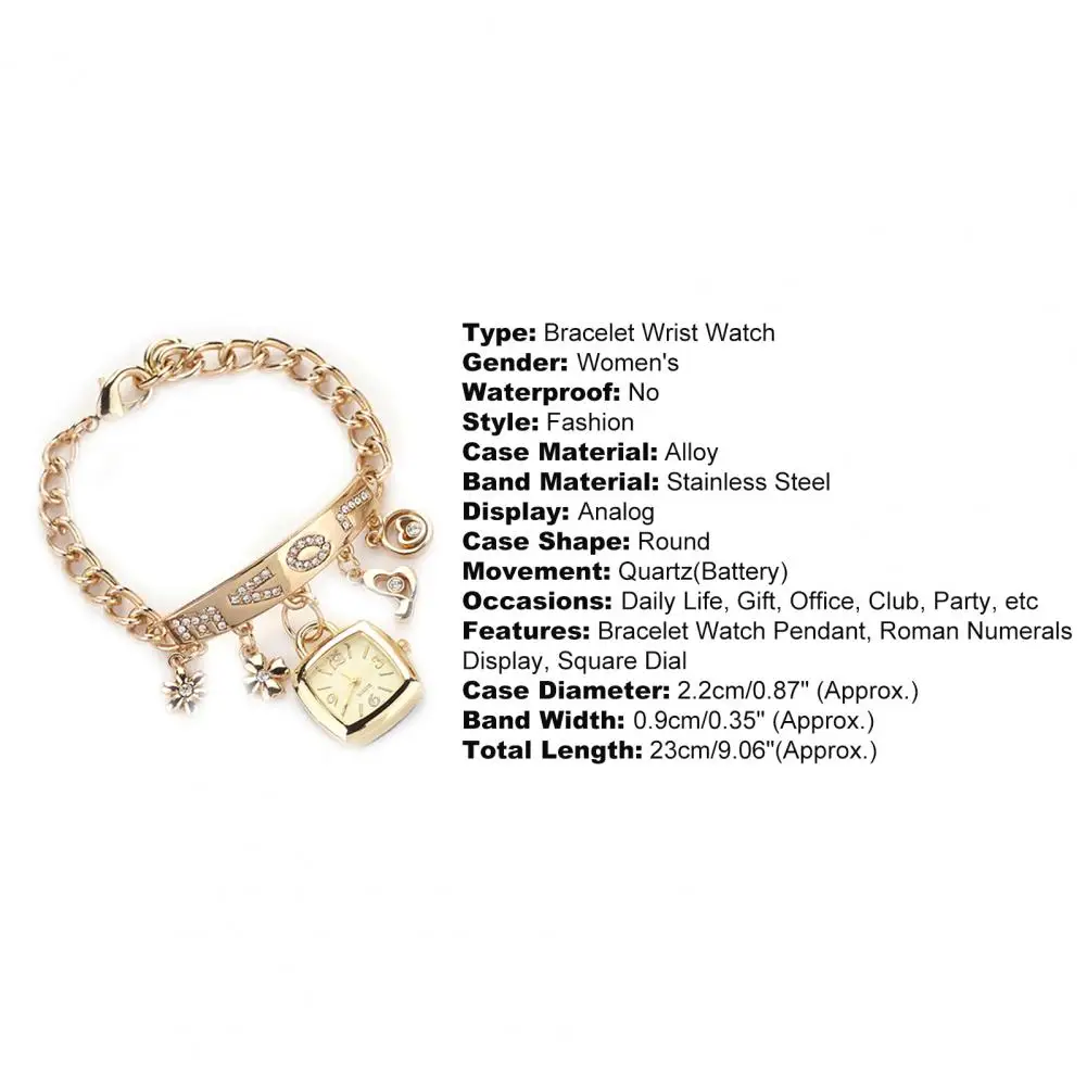 Reloj de pulsera de cuarzo con diamantes de imitación, pulsera con diseño de corazón y flores, estilo de amor, de acero inoxidable, para el día a día, zegarek damski - Imagen 6