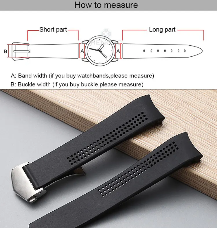 20mm 22mm 24mm Black Rubber Watchband Silicone Watch Strap For Tag