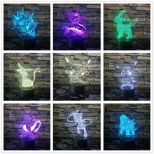 Pokemon Go, фигурка 3D, лампа, 7 цветов, меняющая Пикачу, Mewtwo, Umbreon, Gyarados Bay, визуальный, Romote, контроль, Ночной светильник, подарок