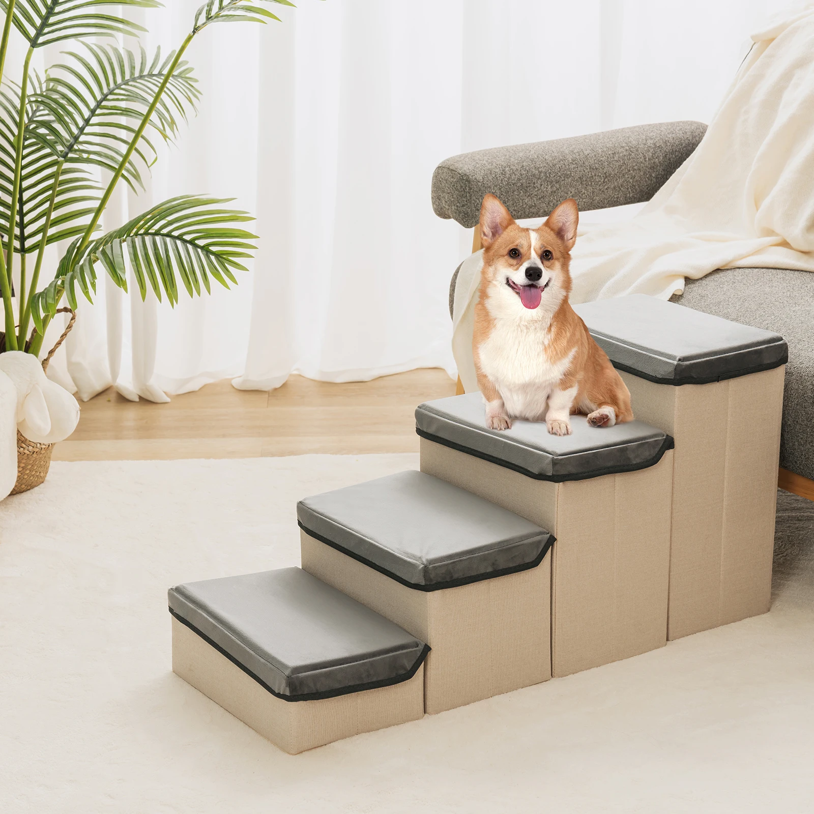 MEWOOFUN Escada Dobrável para Cães Pequenos 4-Tier