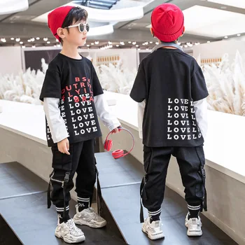 

Boys' Long Sleeve Sweater 2020 Autumn New Letter Printed Tops, Big Kids' Fake Two Fashion Sweaters