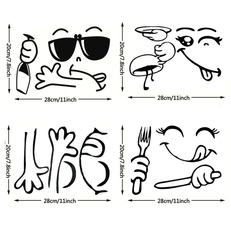 Funny Eating Drinking Smiley Face Wall Stickers For Dining Room Home Decoration Diy Vinyl Art Wall Decal Refrigerator Sticker - Image 6