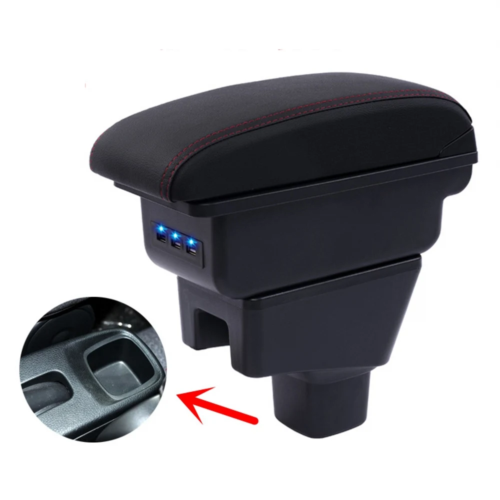 Bracciolo Centrale Per Auto Con Porta Bevande E 7 Porte USB - Adatto Per Suzuki SX4 (Linea Rossa) - 5