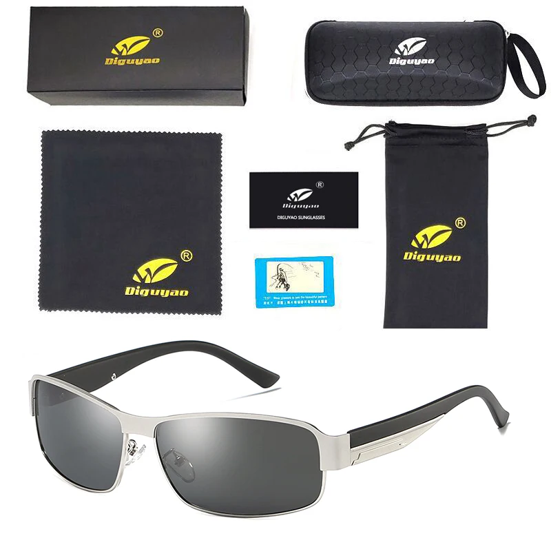 Модные роскошные очки с металлической оправой oculos de sol masculino, брендовые Поляризованные спортивные солнцезащитные очки, солнцезащитные очки для мужчин - Цвет линз: Silver---Black