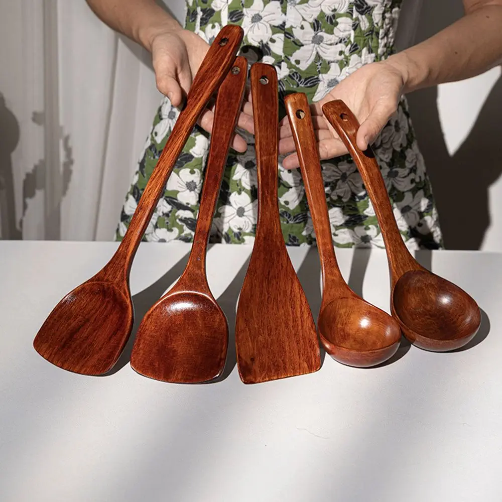 Natural Wood Tableware Kitchen Utensils Spoon Frying Pan Scoop Cooking Utensils Fried Shovel Spatula Kitchen Cooking Tool