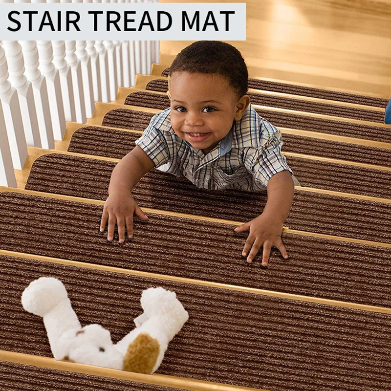 Treppenschritt Matte Hause Treppen Anti-slip Matte Rotierenden Trat  Schalldichte Teppich Bedeckt mit Schritt Boden Matte - AliExpress