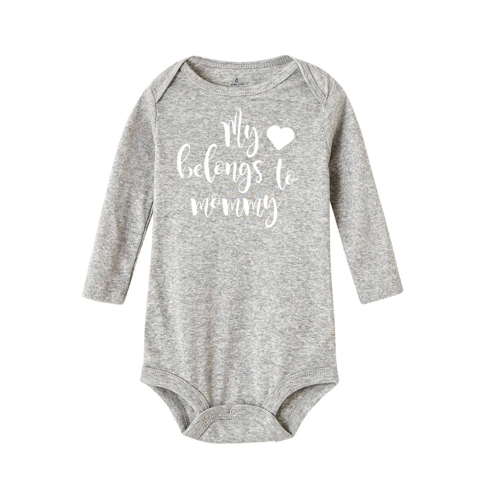 Хлопковый комбинезон для новорожденных с надписью «My Heart» «Mommy»; комбинезон с длинными рукавами для маленьких мальчиков и девочек; Милая модная одежда для малышей от 0 до 24 месяцев - Цвет: R045-LRPGY-