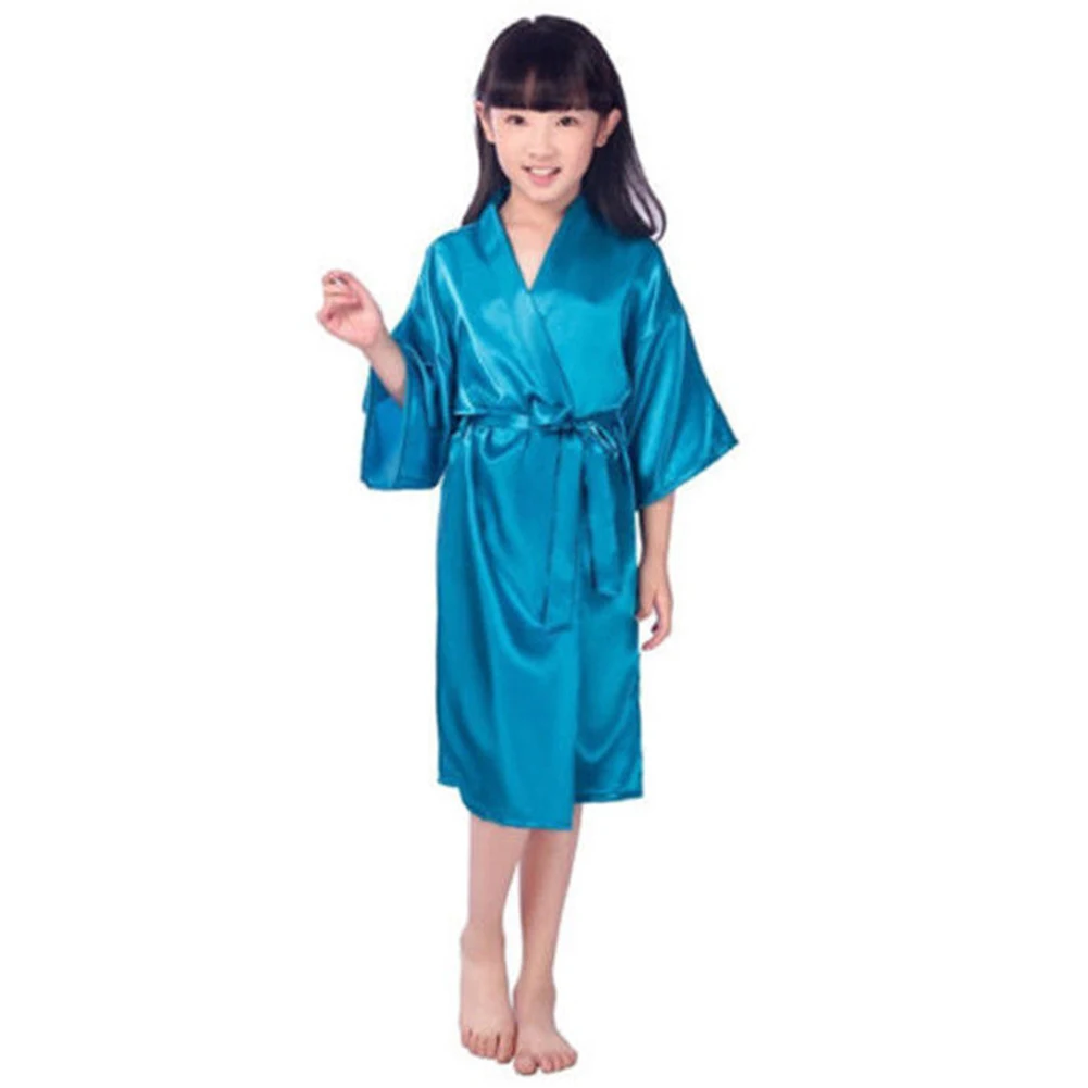 Детская одежда для маленьких девочек из шелка атласное кимоно; наряд одежда для сна с цветочным рисунком на свадьбу, банный Халат - Цвет: 10 yards