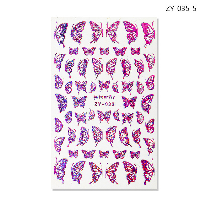 Holographic 3D Laser Butterfly Nail Art Stickers Gold Silver Nail Adhesive Sliders Decals Laser Sticker Decor DIY Manicure