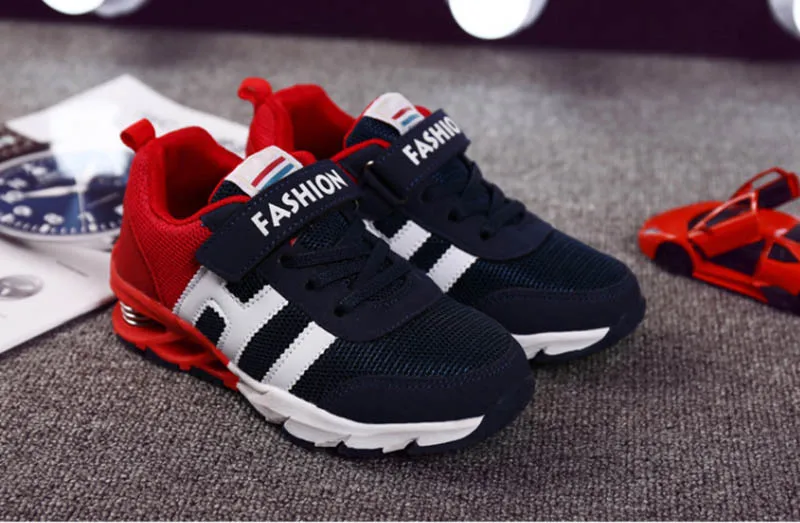 New Design Children Sports Shoes Boys Girls Spring Damping Outsole Slip Patchwork Breathable Kids Sneakers Child Running Shoes