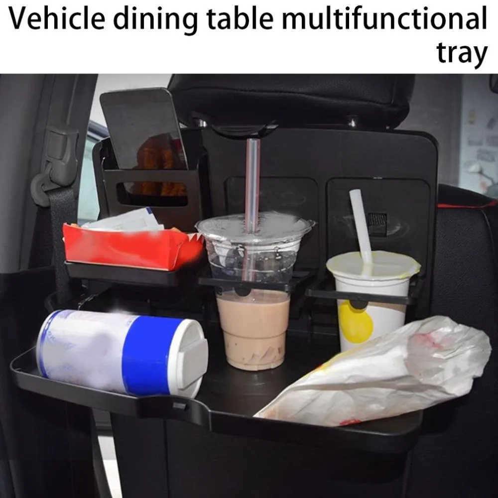 Universal Foldable Car Table Multifunctional Car Cup Holder Backrest Food Car Tray Water Cup Phone Mount Car Pallet Shelf