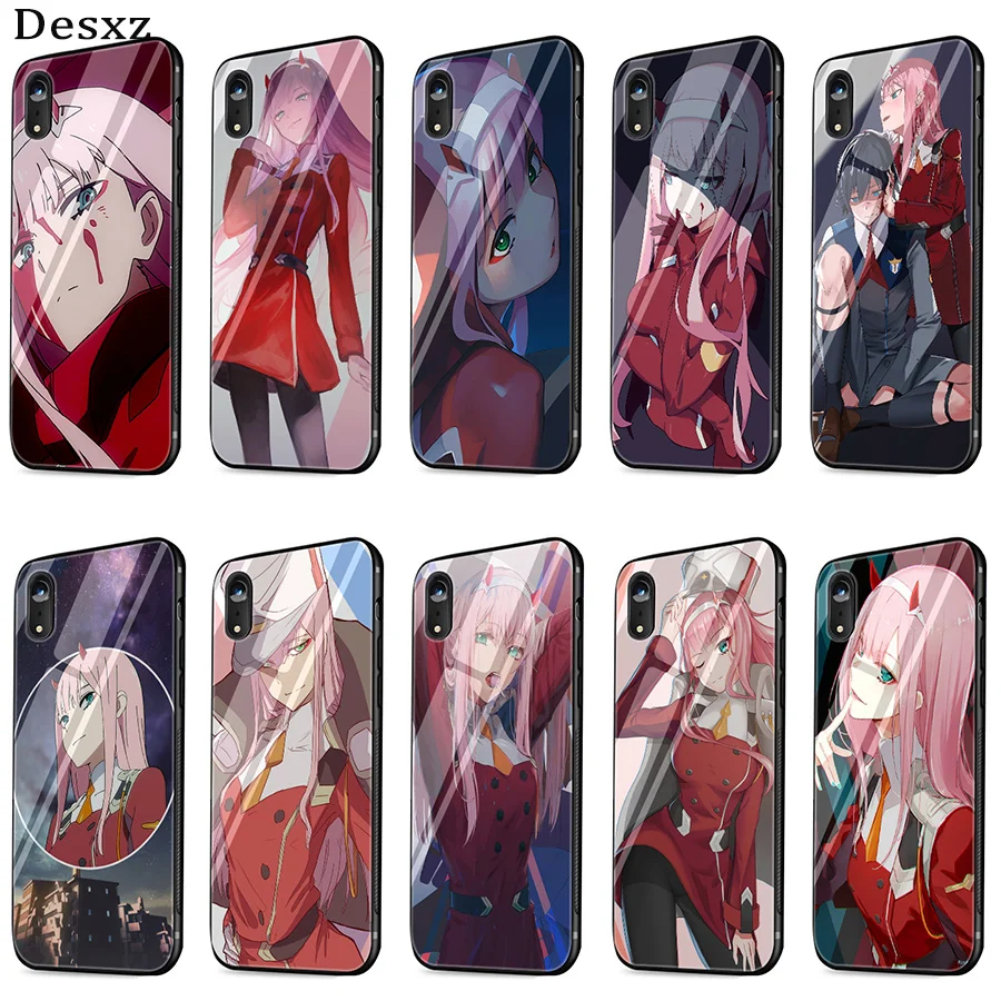 Tempered Glass Case Darling in the FranXX Anti-knock Cover For iPhone X 6 6s 7 8 Plus XS XR Max 5 5s SE Cases |